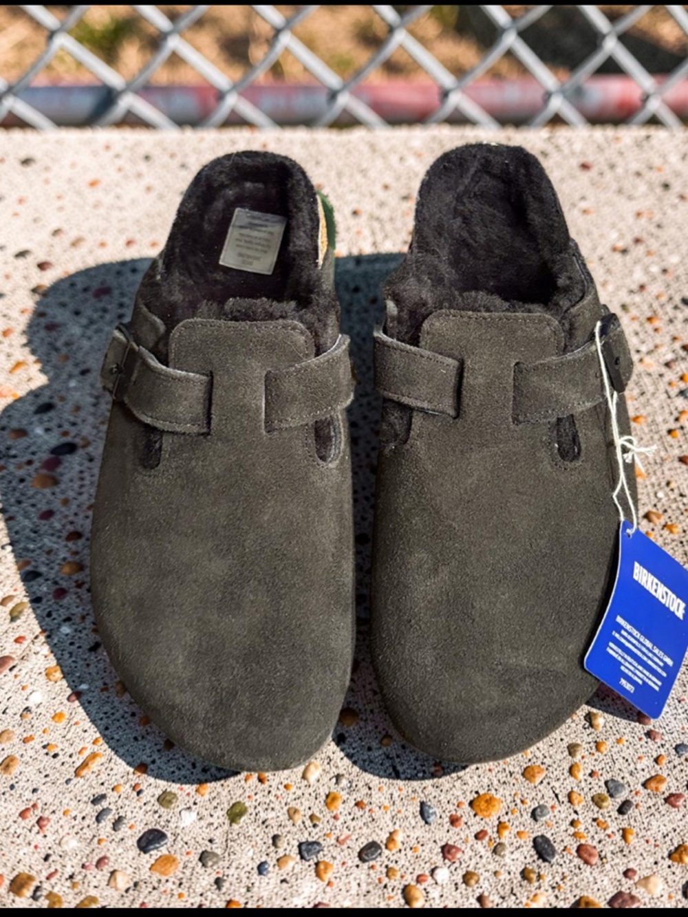 Birkenstock Boston VL/Shearling Suede Clog - Black - 9 Narrow